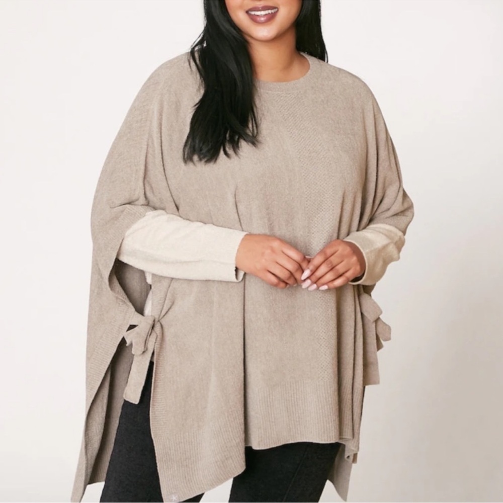 Barefoot Dreams Cozy Chic Hi Lo Poncho with Side Tie
